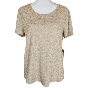 Simply Vera Leopard Jacquard Tee Women's Medium T-Shirt Minimalist Contemporary